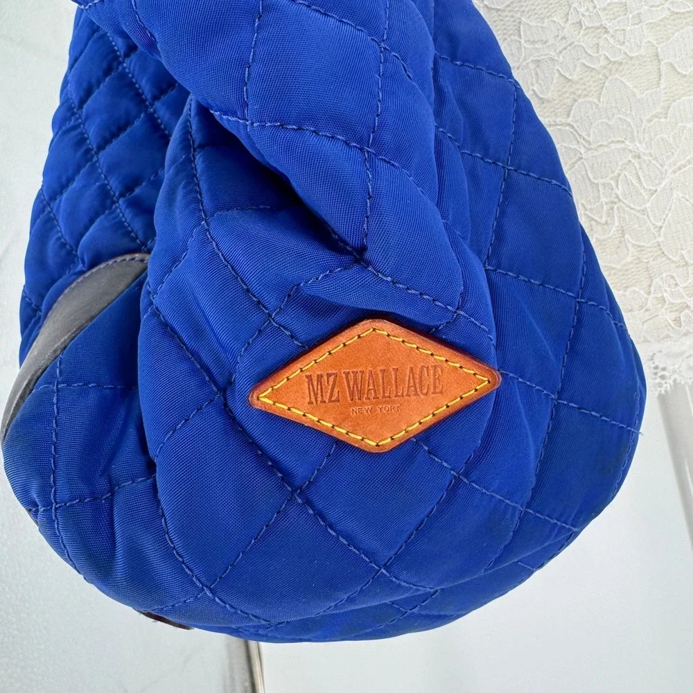 MZ Wallace‎ Tote Bag Womens Blue Quilted Nylon Large Shoulder Travel Satchel Bag